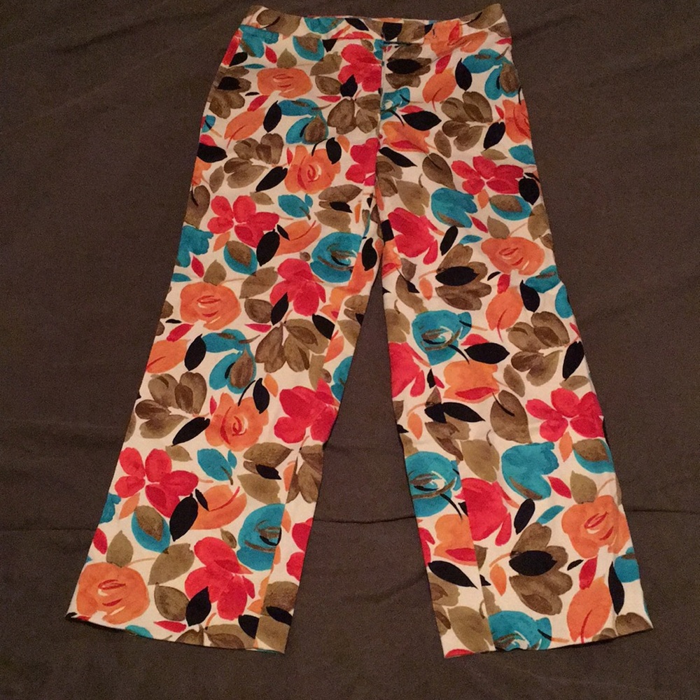 3/4 length designer floral pants